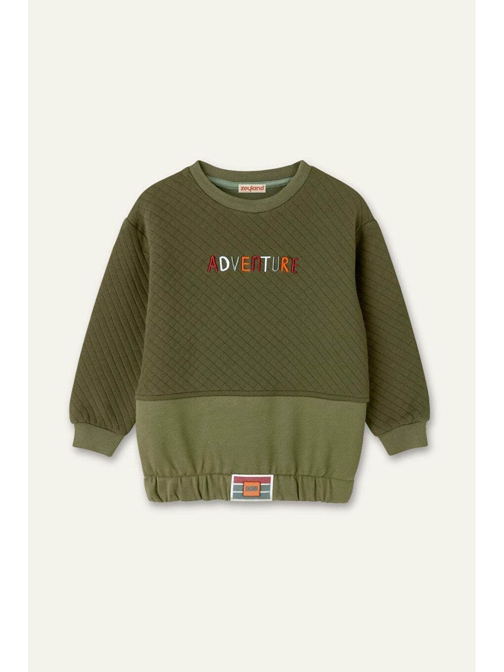 Erkek Çocuk Kapitone Nakış Detaylı Sweatshirt - Haki