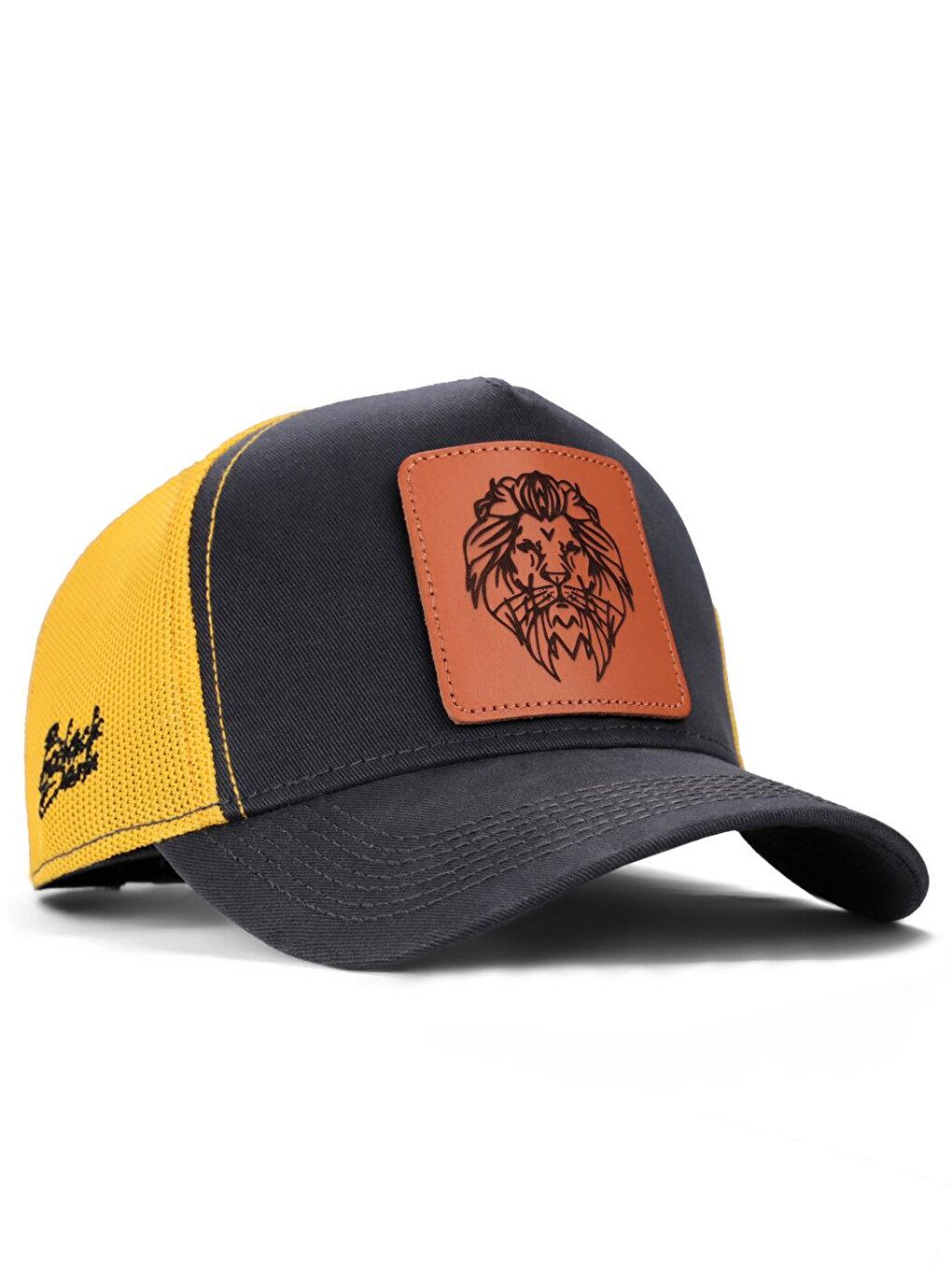 BlackBörk V1 Trucker Aslan - 13 Kod Logolu Unisex Antrasit-Sarı Şapka (Cap)