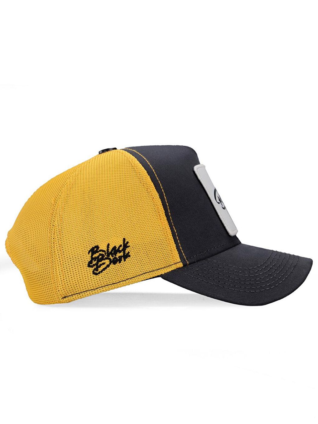 BlackBörk V1 Trucker A Harf - 4 Kod Logolu Unisex Antrasit-Sarı Şapka (Cap) - 1