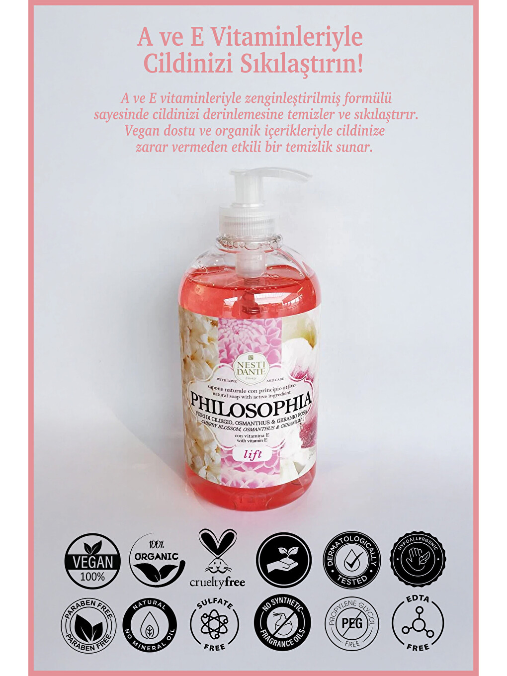 Philosophia Lift Sıvı Sabun 500 ml | A ve E Vitamini | Antiaging ve Sıkılaştırıcı | El ve Vücut Sabu-1