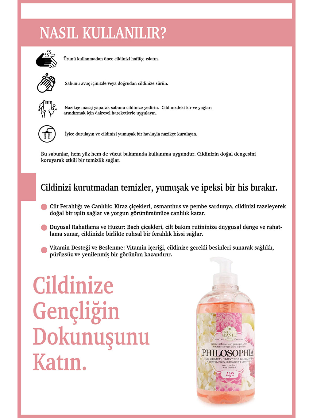 Philosophia Lift Sıvı Sabun 500 ml | A ve E Vitamini | Antiaging ve Sıkılaştırıcı | El ve Vücut Sabu-3