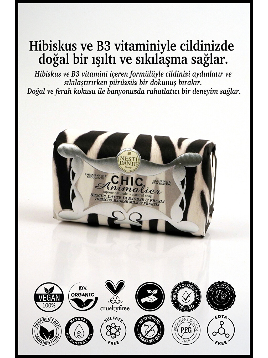 Chic Animalier White Tiger Katı Sabun 250 gr| Hibiskus| Aydınlatıcı ve Sıkılaştırıcı|Banyo Sabunu-1