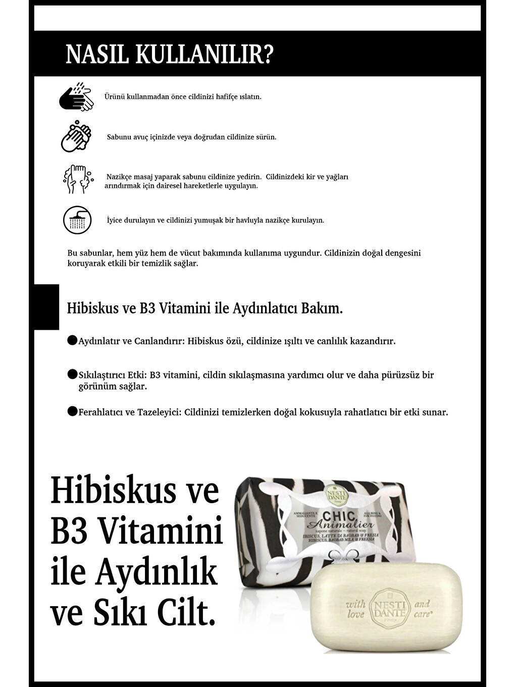 Chic Animalier White Tiger Katı Sabun 250 gr| Hibiskus| Aydınlatıcı ve Sıkılaştırıcı|Banyo Sabunu-3