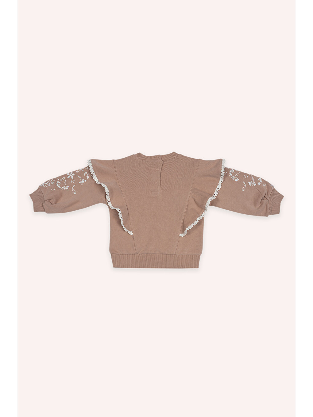 Pembe Kız Bebek Nakışlı Gül Sweatshirt-1