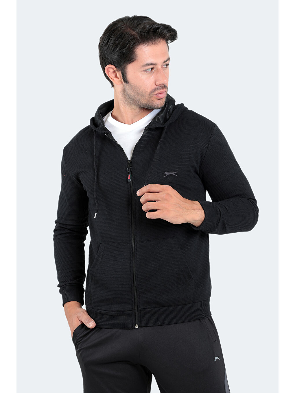 SLAZENGER Kirmizi SQUAT  Erkek Fermuarlı Sweatshirt Siyah