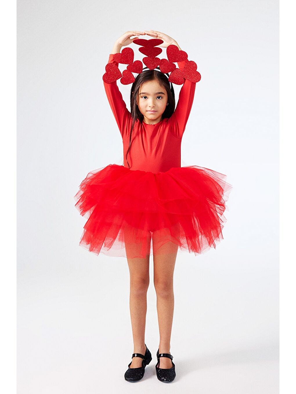Kırmızı Tütü Etekli Kız Çocuk Balerin Elbise - Miranda