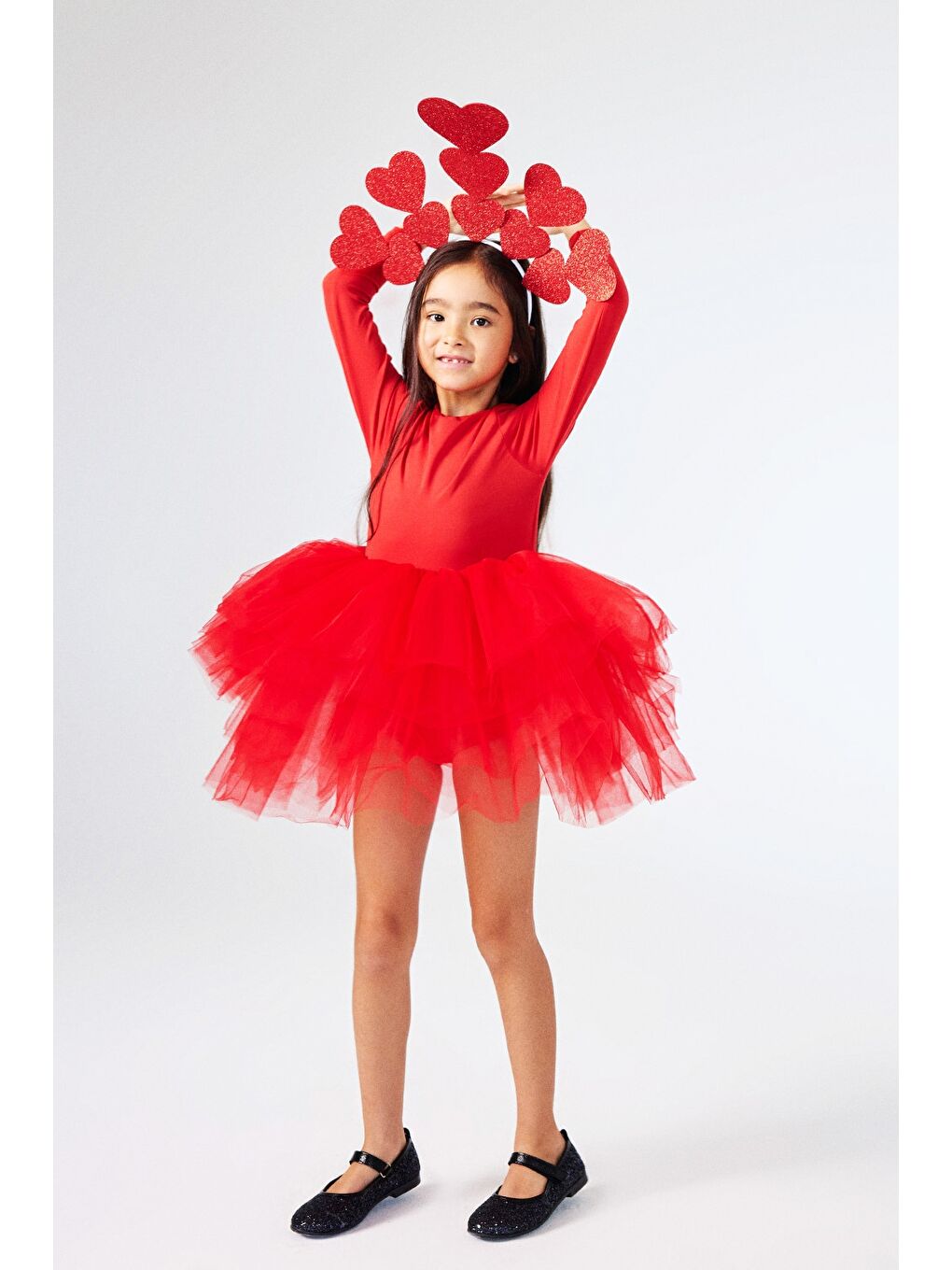 Kırmızı Tütü Etekli Kız Çocuk Balerin Elbise - Miranda-1