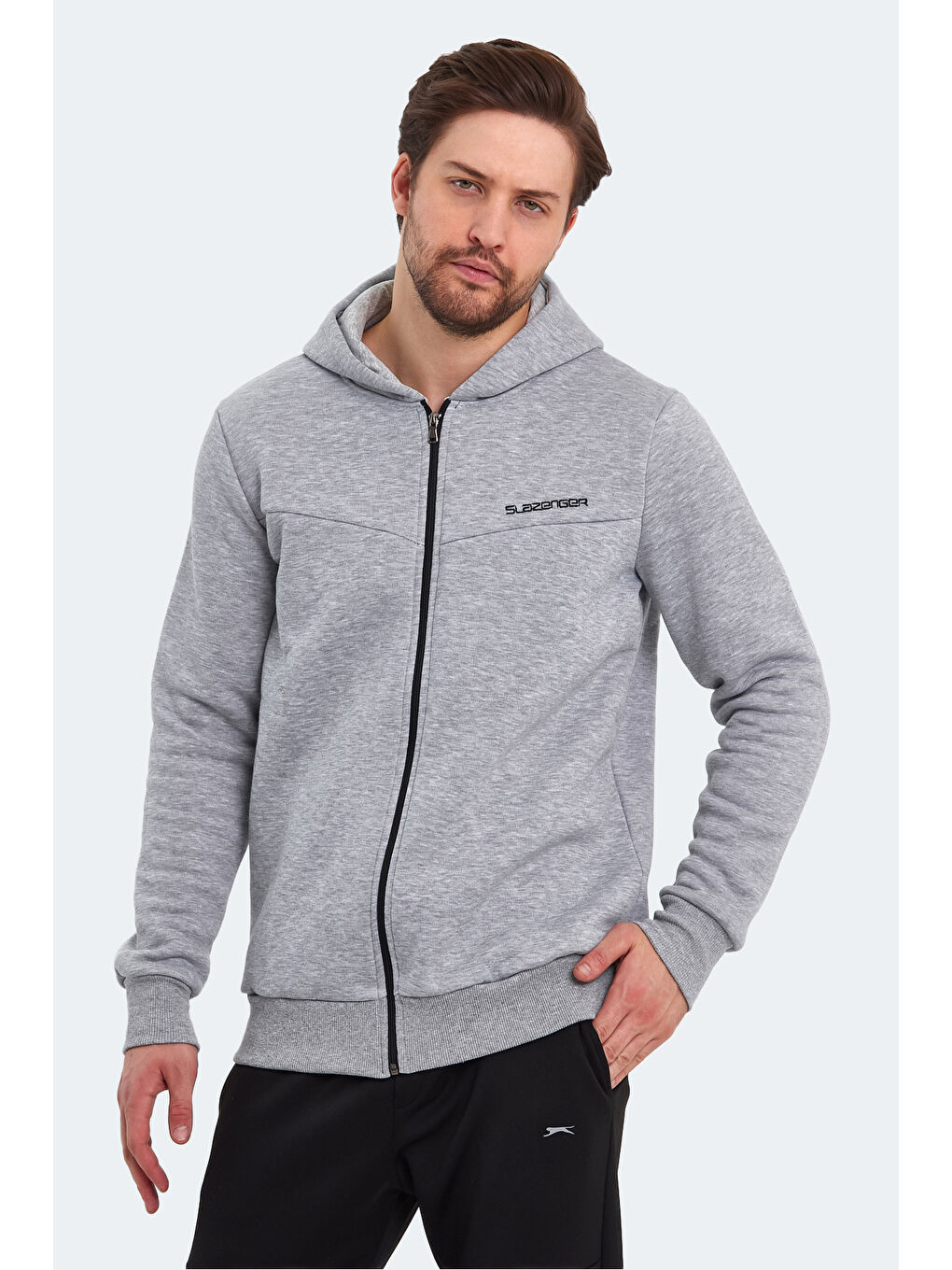 BACK  Erkek Kapüşonlu Sweatshirt Hoodie Gri-2