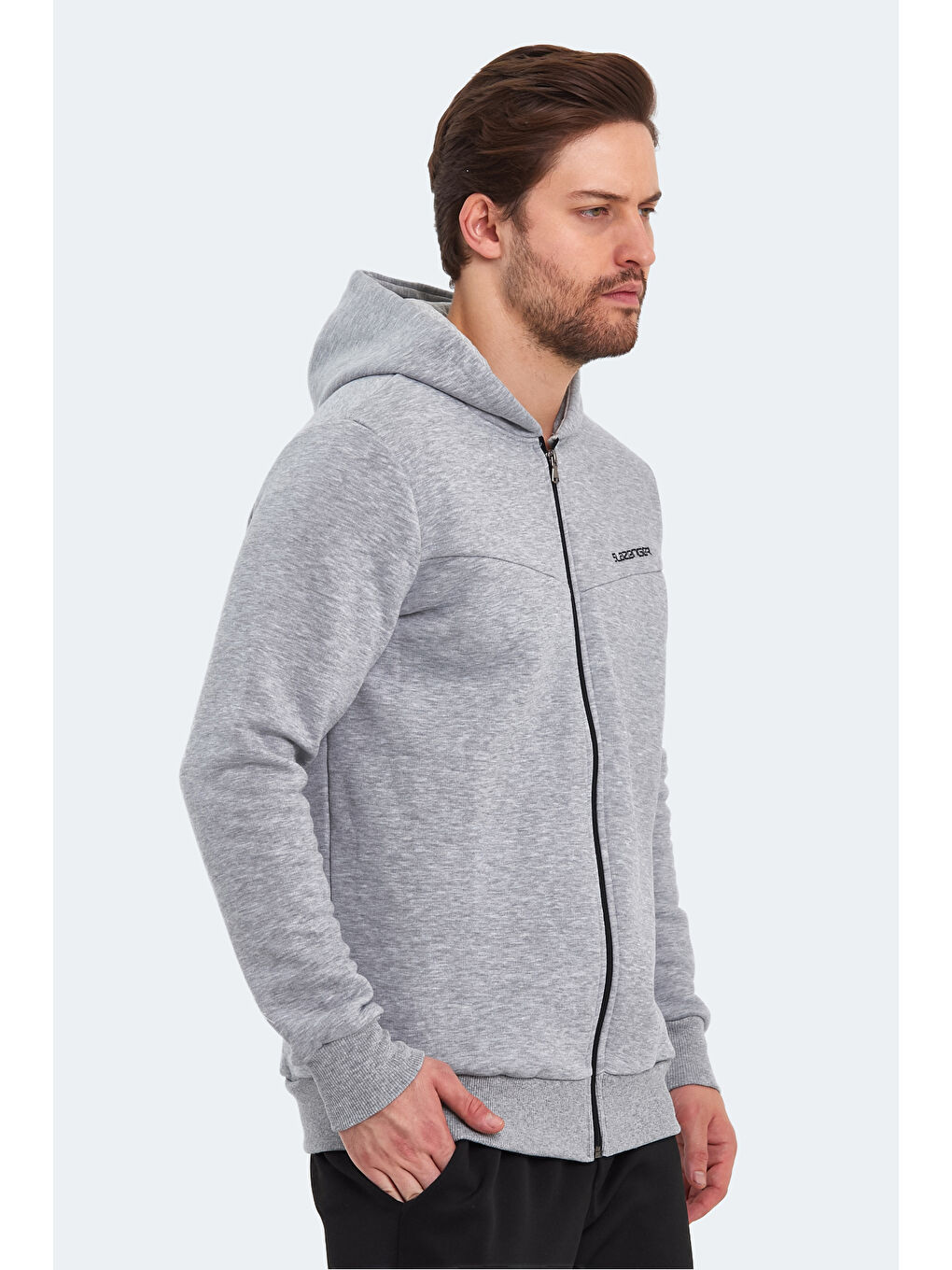 BACK  Erkek Kapüşonlu Sweatshirt Hoodie Gri-4