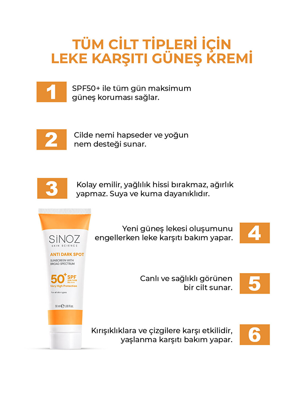 Spf 50 Leke Karşıtı Yüksek Koruyucu Yüz Güneş Kremi 50 Ml Normal Ve Kuru Ciltler İçin-1