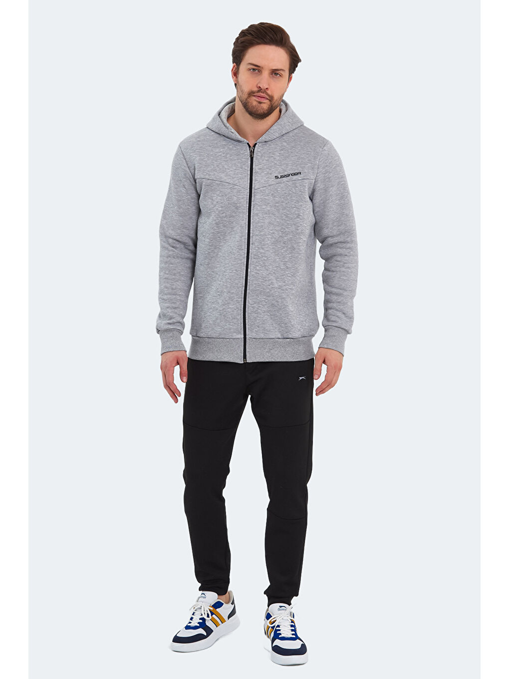 BACK  Erkek Kapüşonlu Sweatshirt Hoodie Gri-6