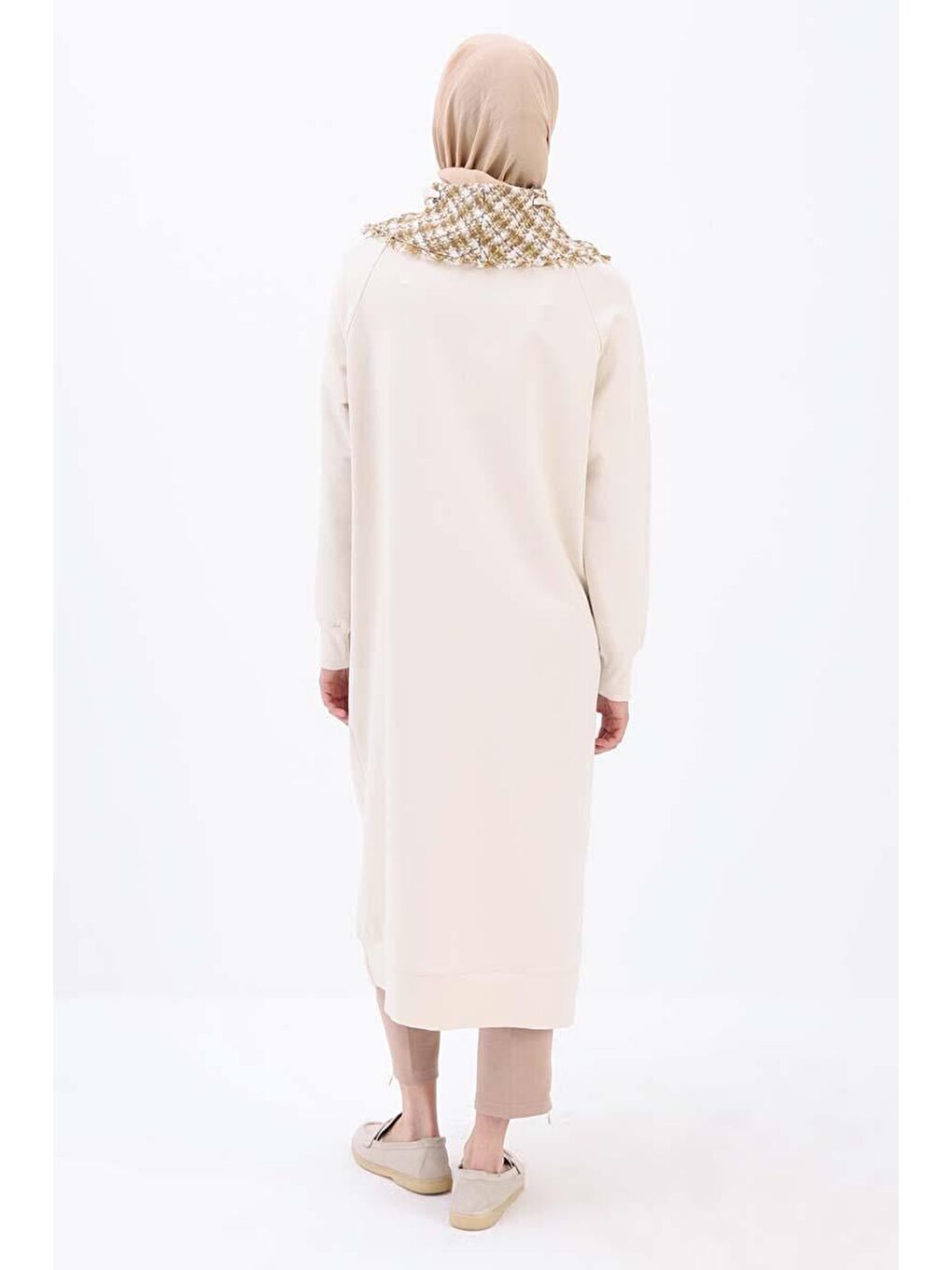 Bej Taş-Tüvit Garnili Elastanlı Uzun Sweat-3