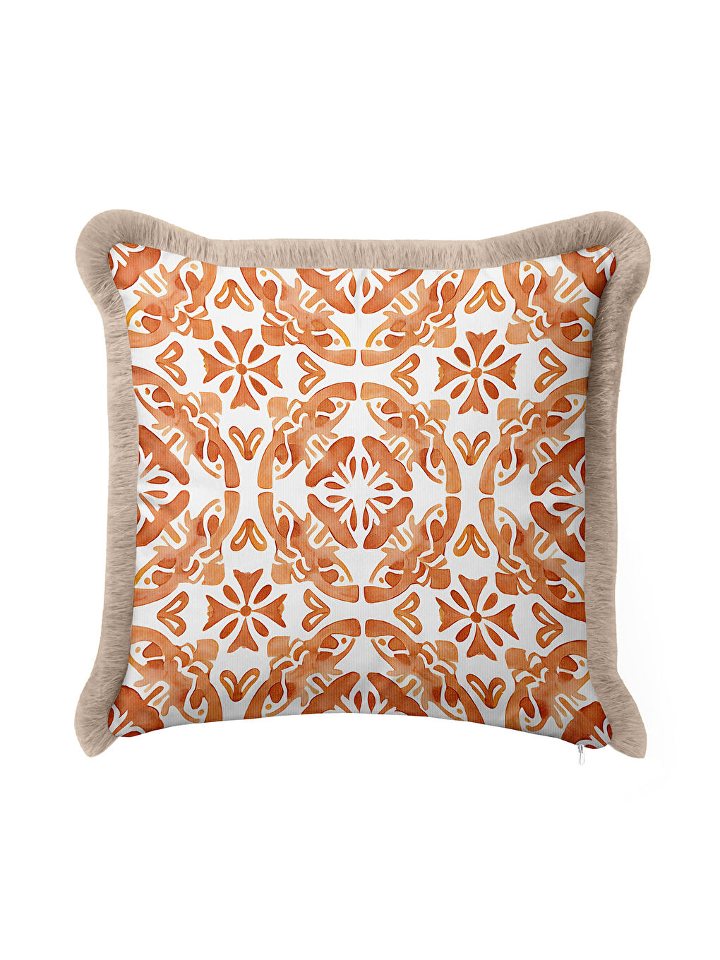 Karışık Boho Tarzı Zarif Saçaklı Yastık Kılıfı - Sıcak Akdeniz Rustik Kiremit Bej Püsküllü Kırlent Kılıfı-1