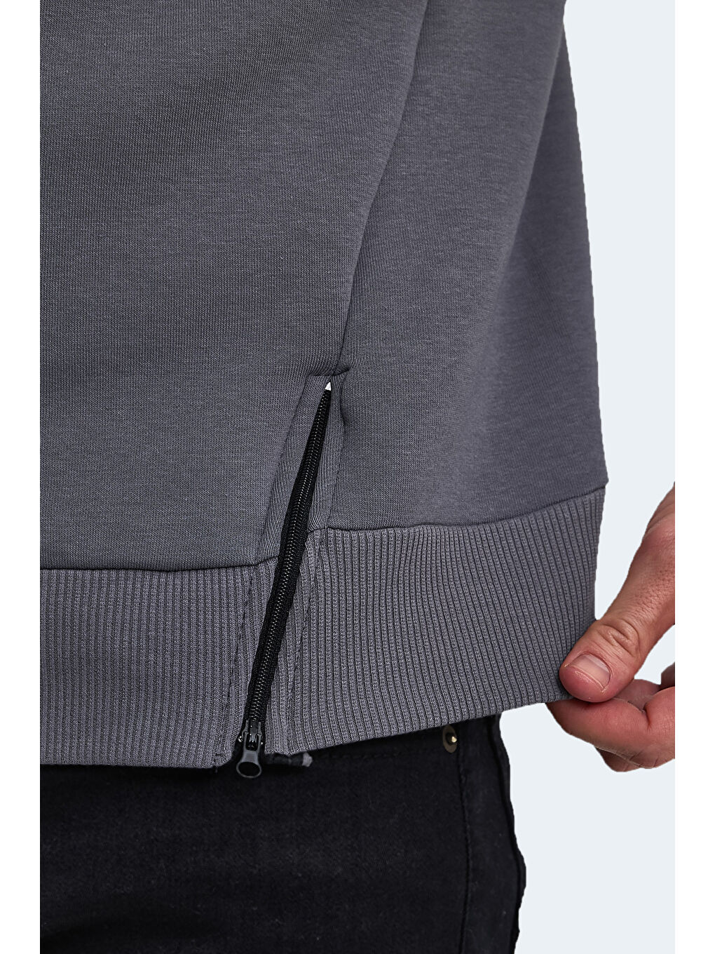 Erkek Kapüşonlu Sweatshirt Hoodie Koyu Gri-3