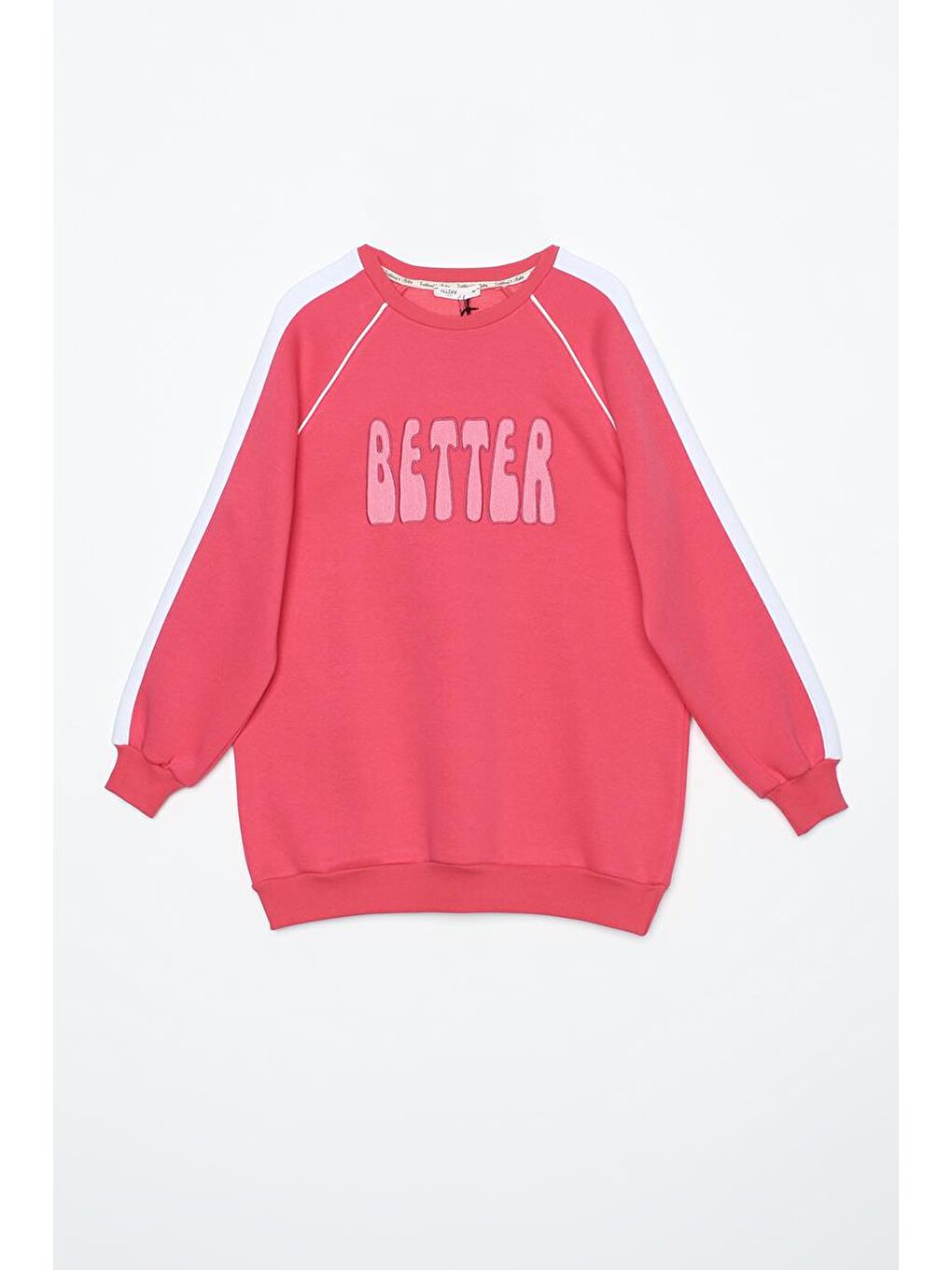 Koyu Pembe-Kontrast Garnili Nakışlı Şardonlu Sweat-5