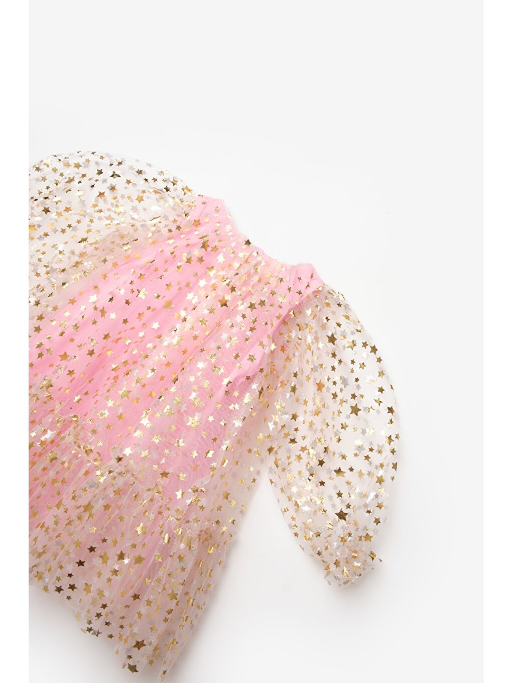 Pembe Balon Kollu Yıldız Baskılı Kız Çocuk Elbise - Daria-6