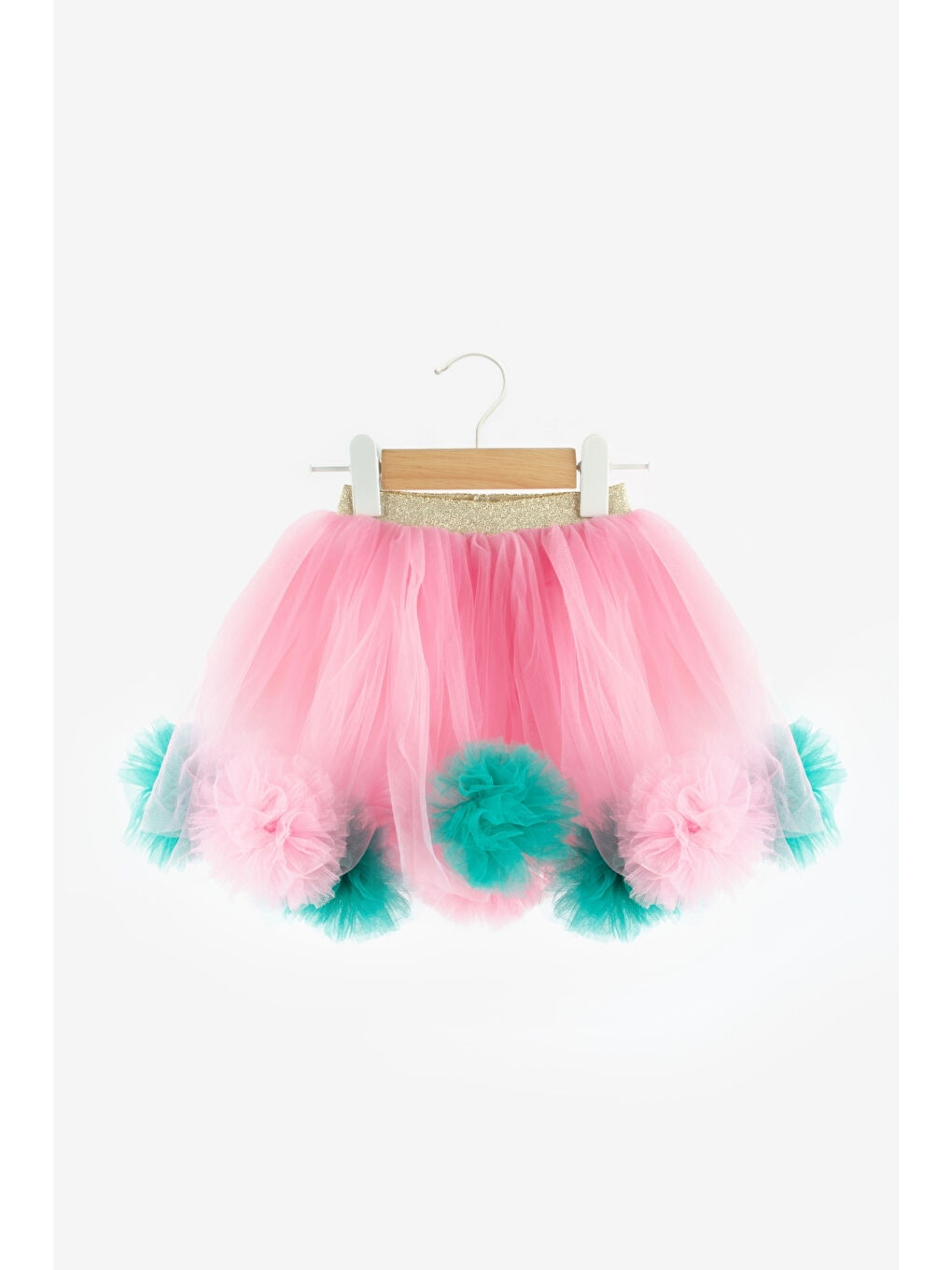 Pembe Ponpon Detaylı Kız Çocuk Etek - Hilda