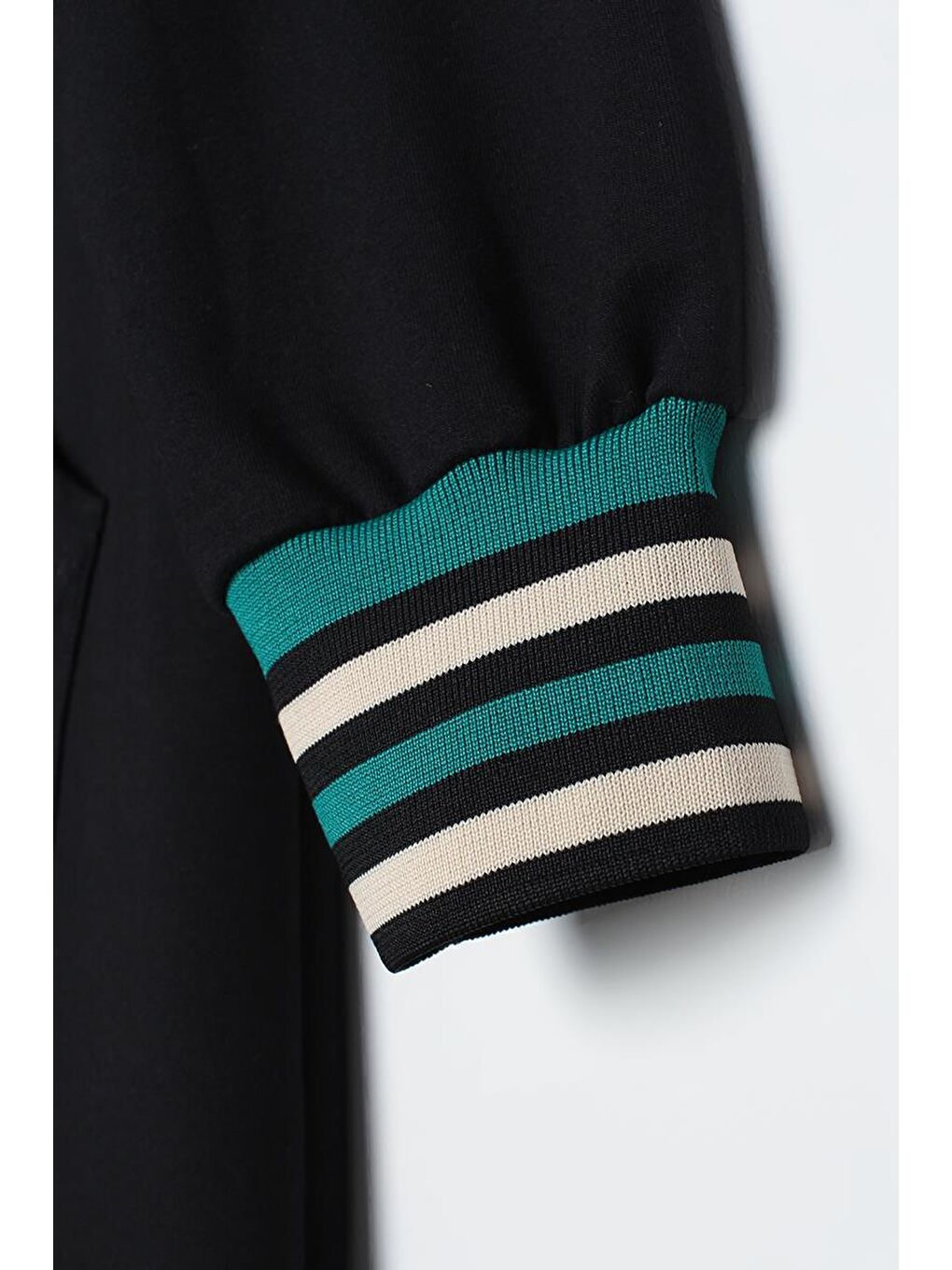 Siyah İki Renkli Kapüşonlu Sweat Tunik-4