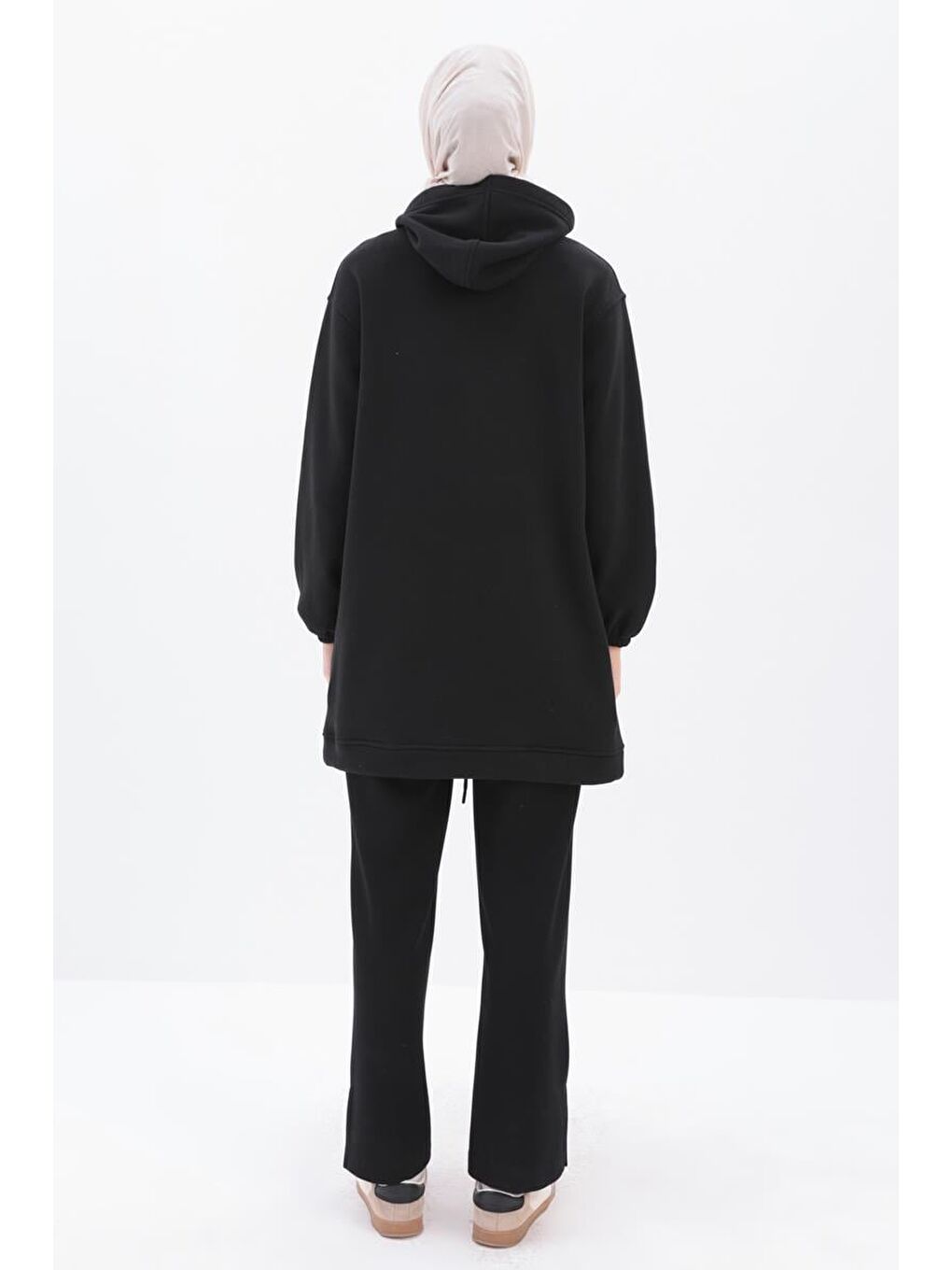 Siyah Kulplu Kapüşonlu Sweat Tunik-3