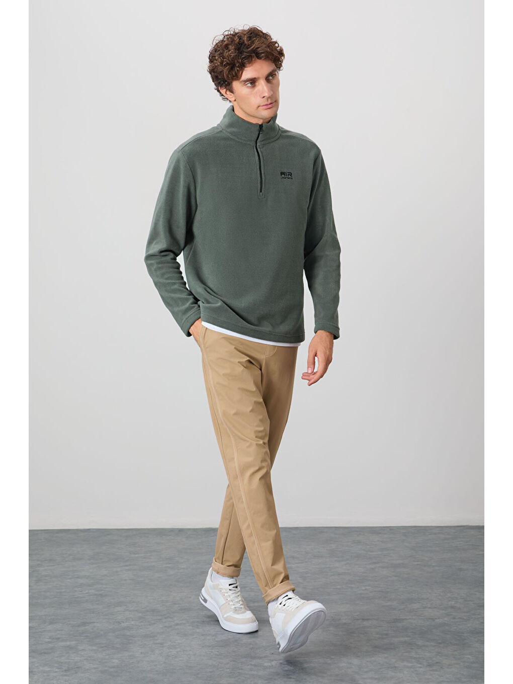 Yeşil River Çağla Dik Yaka Erkek Polar Sweatshirt - 88310-1