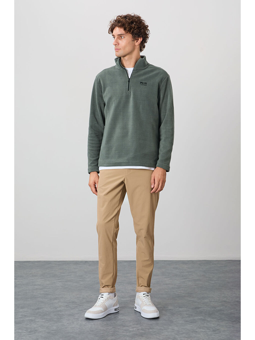 Yeşil River Çağla Dik Yaka Erkek Polar Sweatshirt - 88310-4