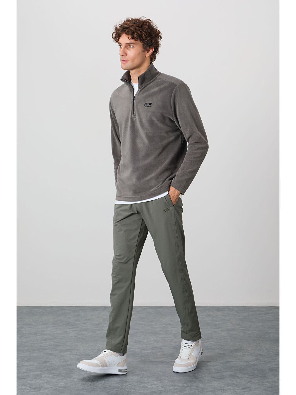 River Koyu Gri Dik Yaka Erkek Polar Sweatshirt - 88310-1