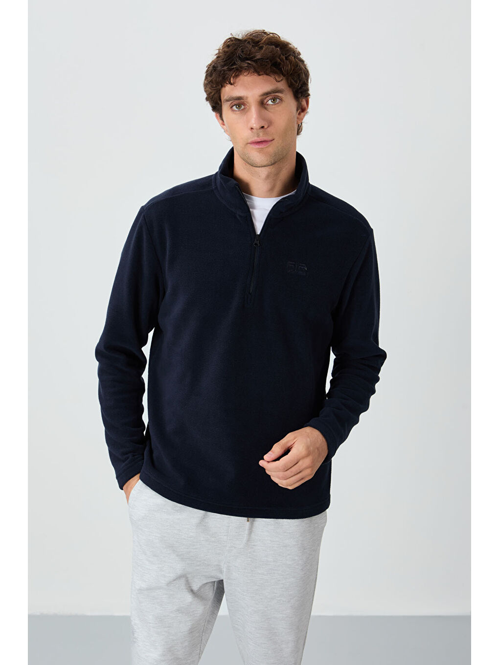 River Lacivert Dik Yaka Erkek Polar Sweatshirt - 88310