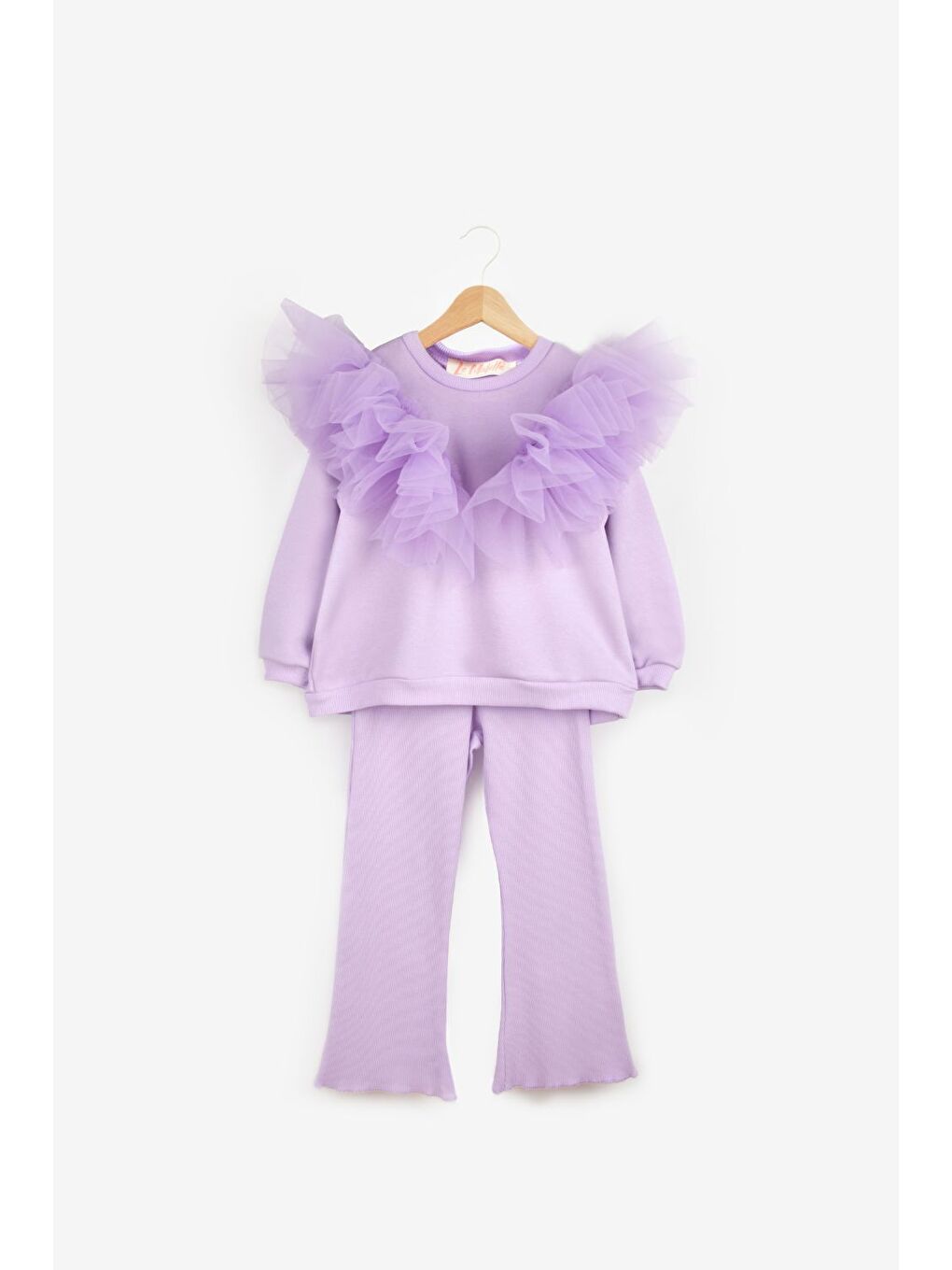 Lila Omuzları Tül Detaylı Kız Çocuk Eşofman Takımı - Malory-2