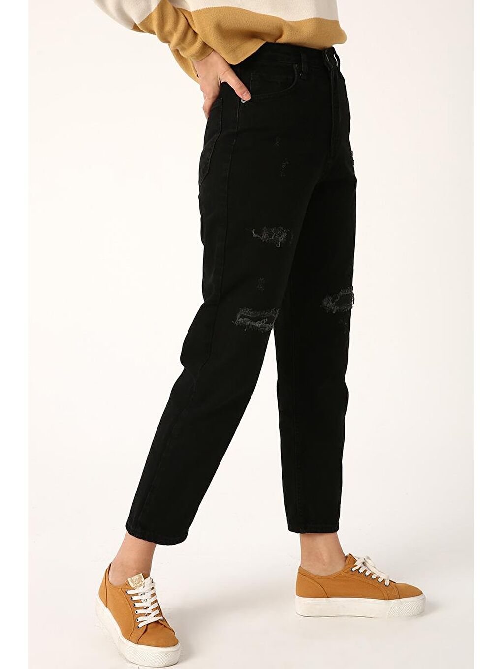 Siyah-Pamuklu Denim Pantolon