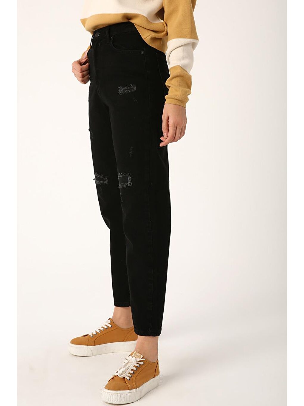 Siyah-Pamuklu Denim Pantolon-2