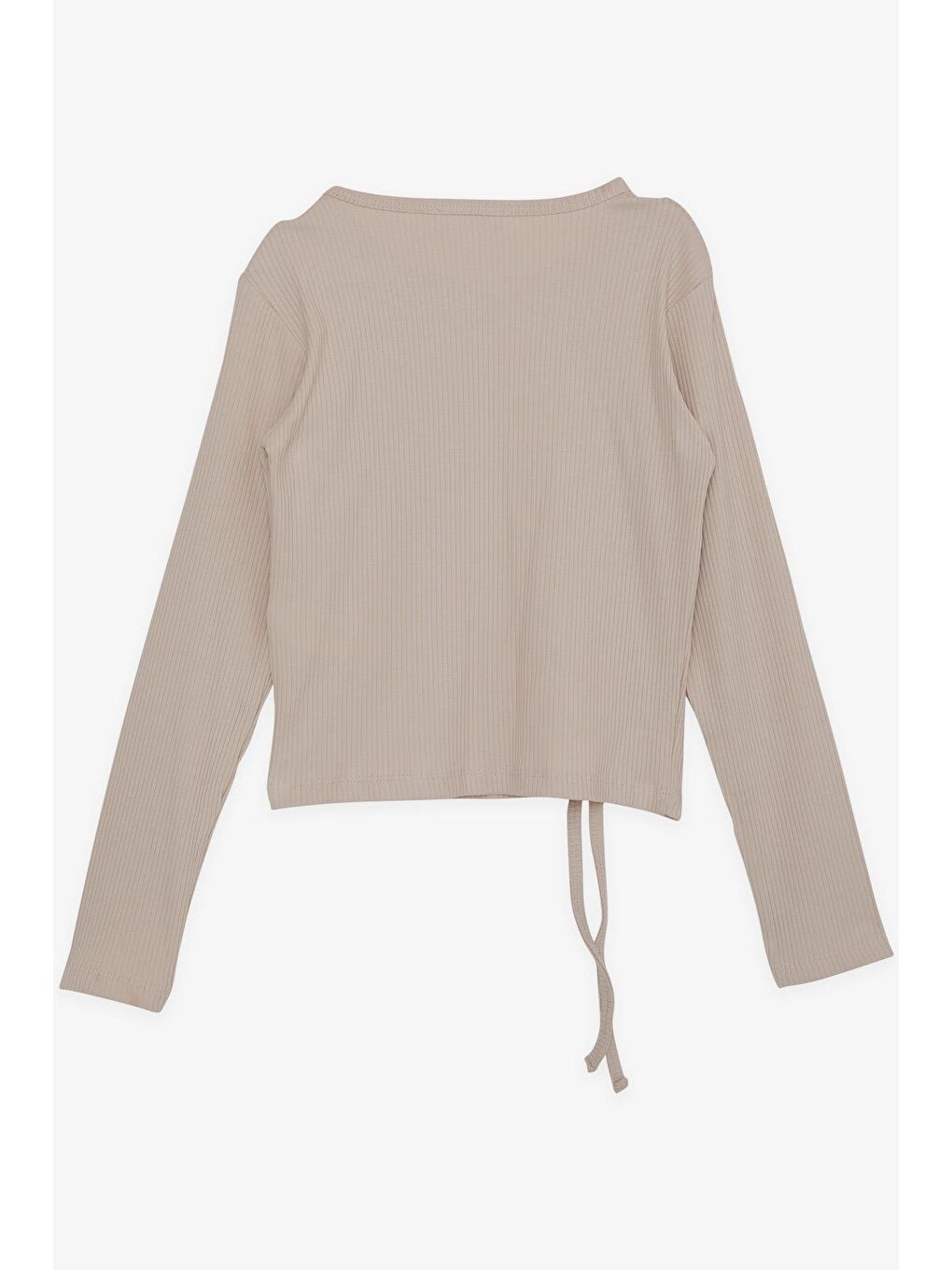 Kız Çocuk Uzun Kollu Tişört Büzgülü Bej (8-14 Yaş)-2
