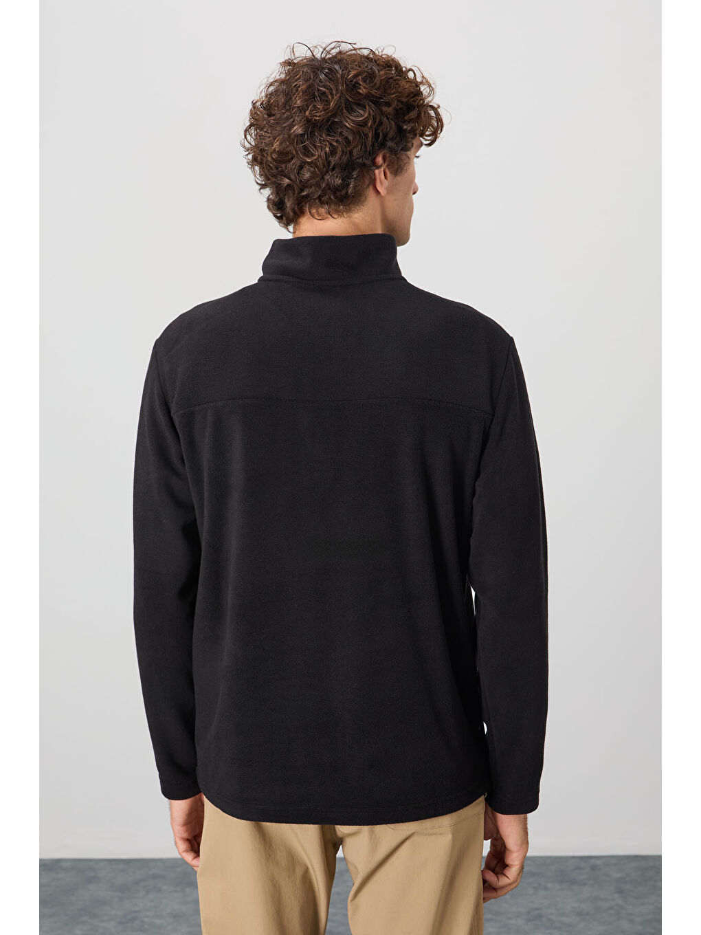 River Siyah Dik Yaka Erkek Polar Sweatshirt - 88310-4