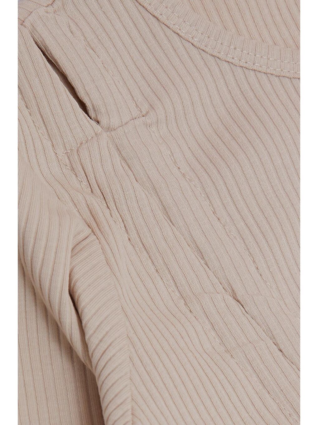 Kız Çocuk Uzun Kollu Tişört Büzgülü Bej (8-14 Yaş)-1