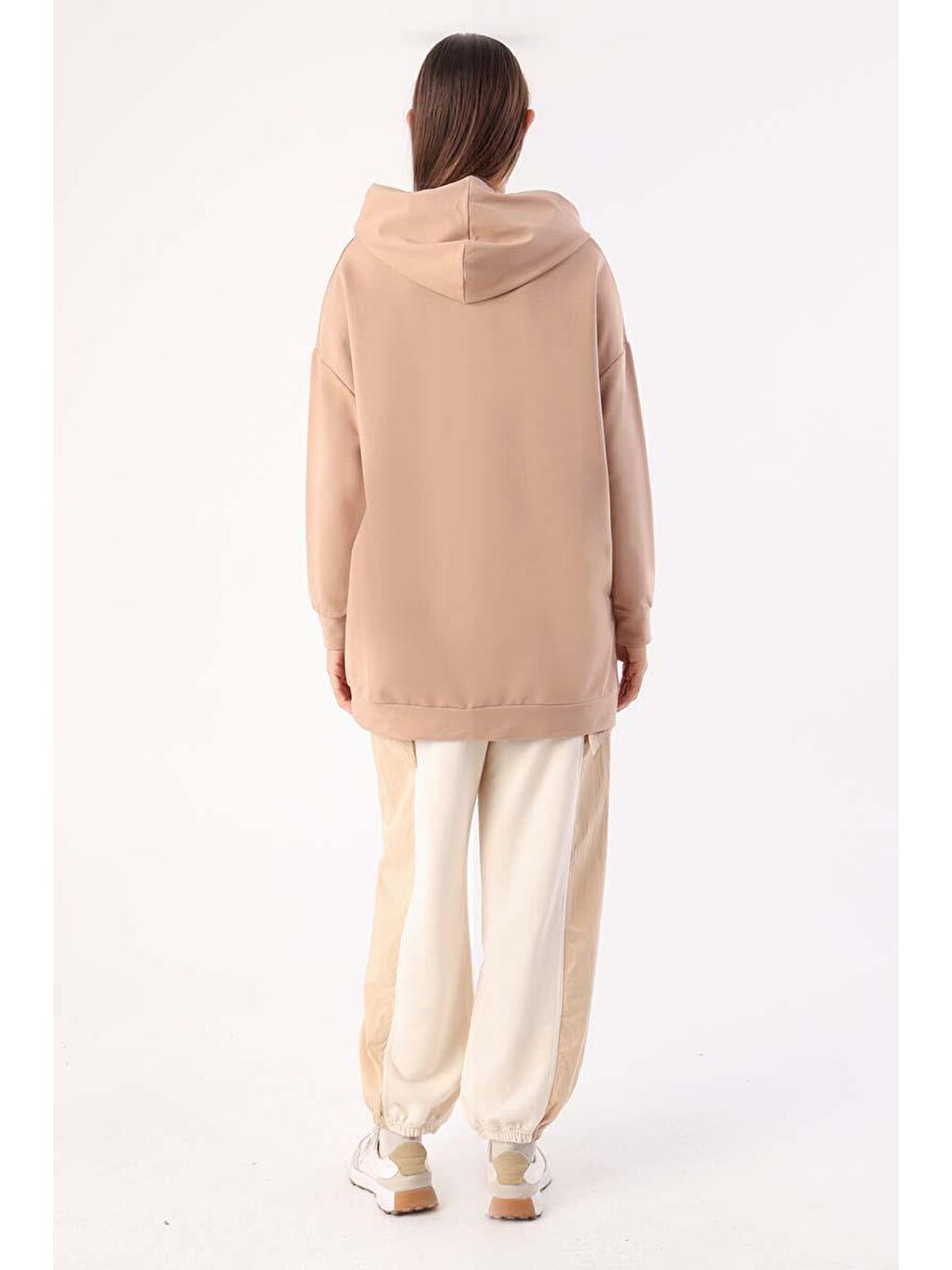 Bej Kapüşonlu Kanguru Cepli Sweat-3