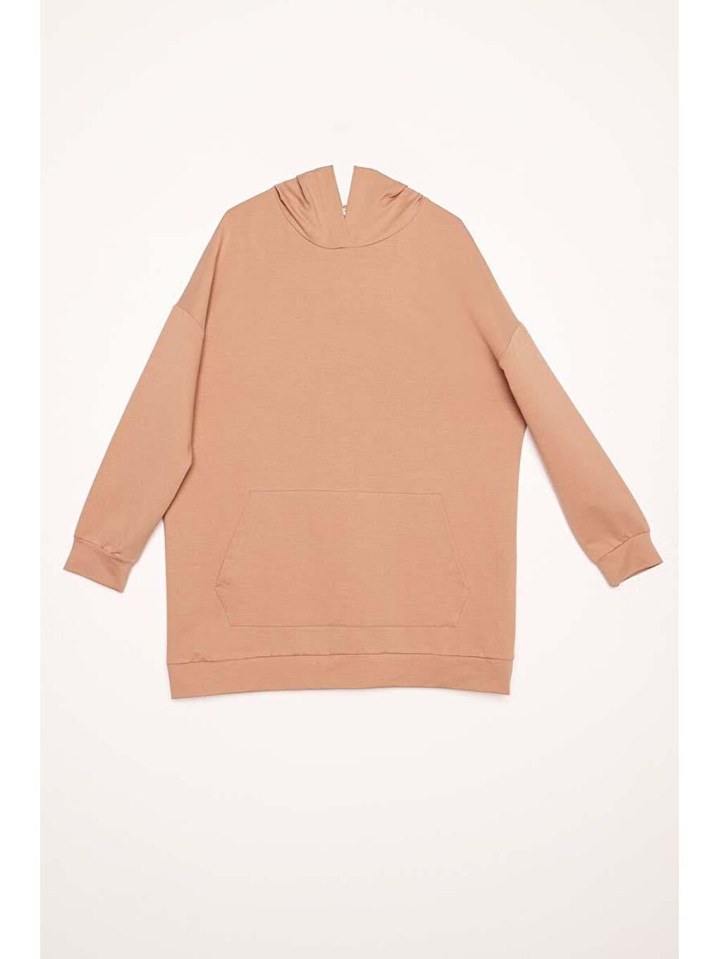 Bej Kapüşonlu Kanguru Cepli Sweat-6