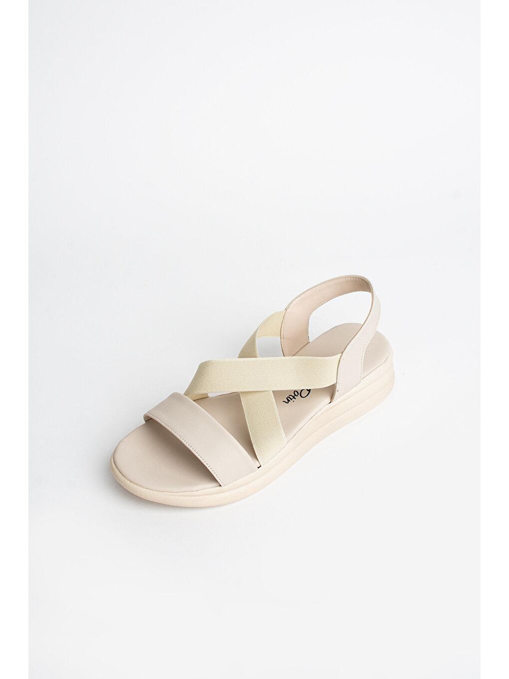 Bej Lastikli Rahat Taban Kadın Sandalet 020-2005-23