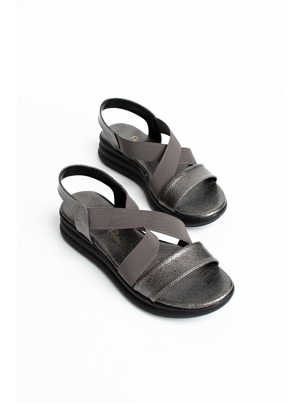 Gri Lastikli Rahat Taban Kadın Sandalet 020-2005-23-1