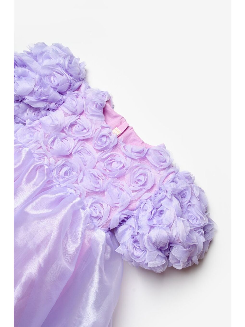 Lila Gül Detaylı Tül Etekli Kız Çocuk Elbise - Nelia-5