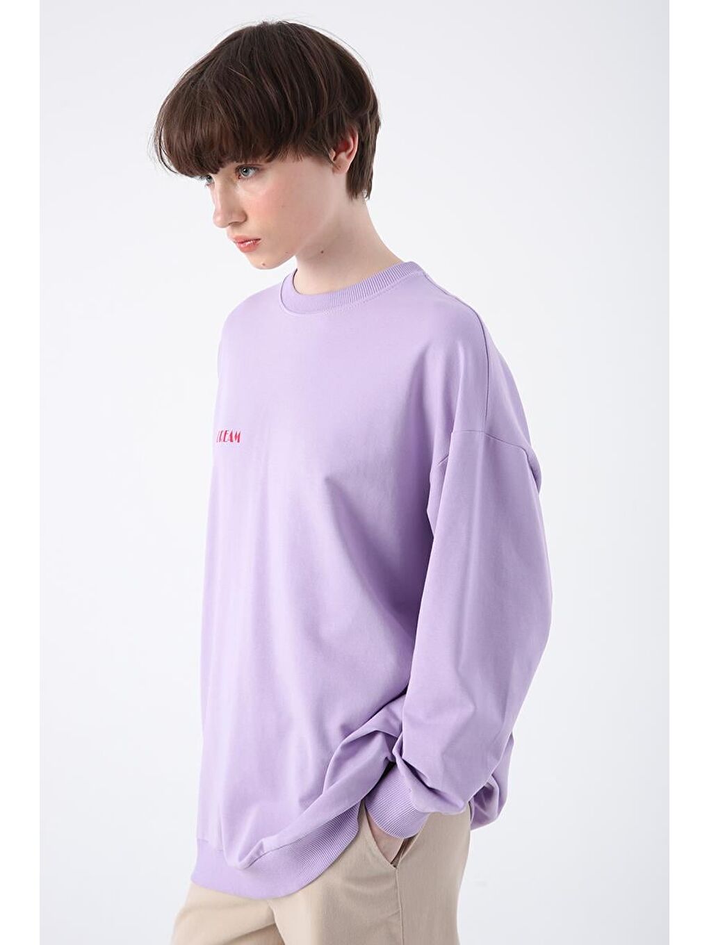 Lila-Pamuklu Sundream Baskılı Elastanlı Sweat