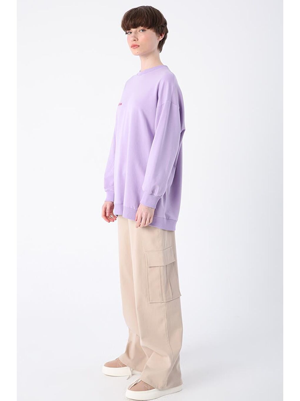 Lila-Pamuklu Sundream Baskılı Elastanlı Sweat-1