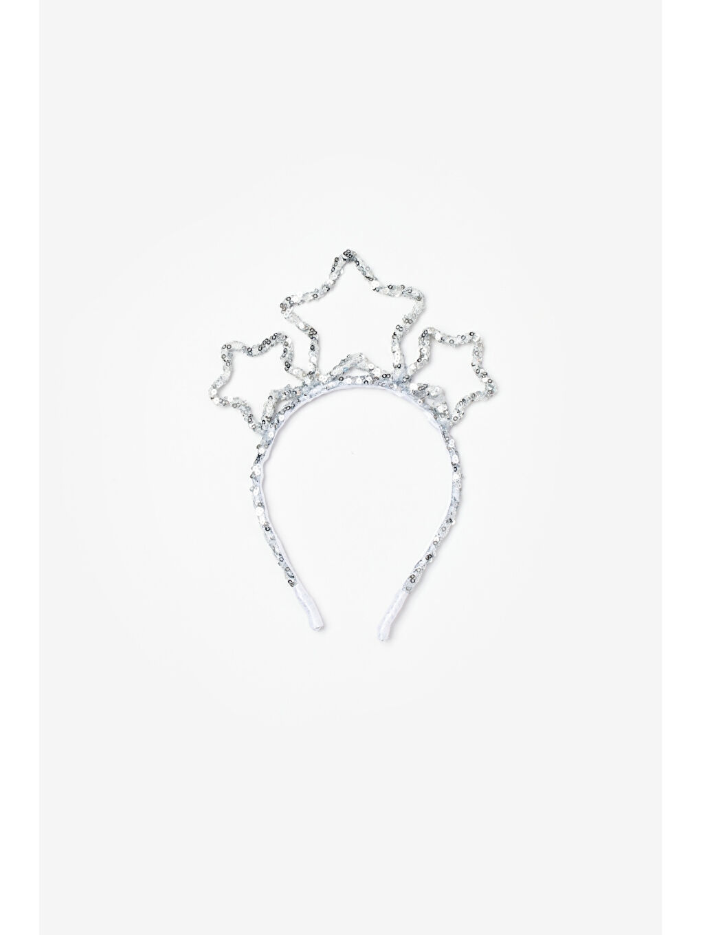 Gri Gümüş Pullu Yıldızlı Kız Çocuk Taç