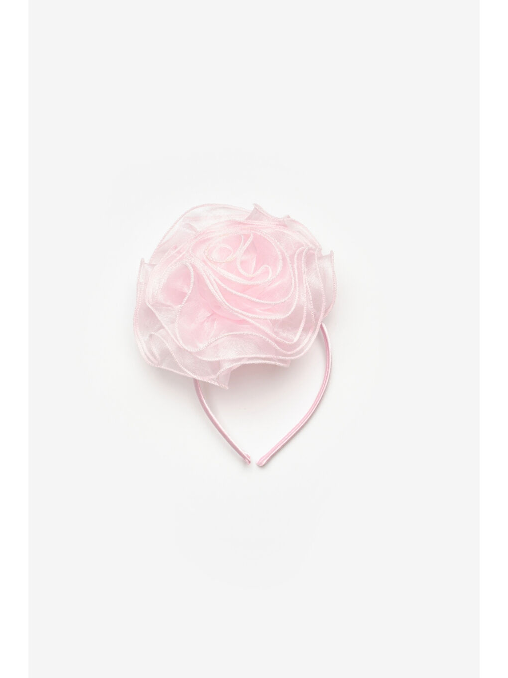 Pembe Organze Gül Detaylı Kız Çocuk Taç-1