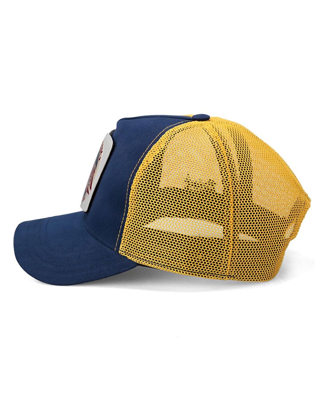 V1 Trucker 12 Numara - 1 Kod Logolu Unisex Lacivert-Sarı Şapka (Cap)-2