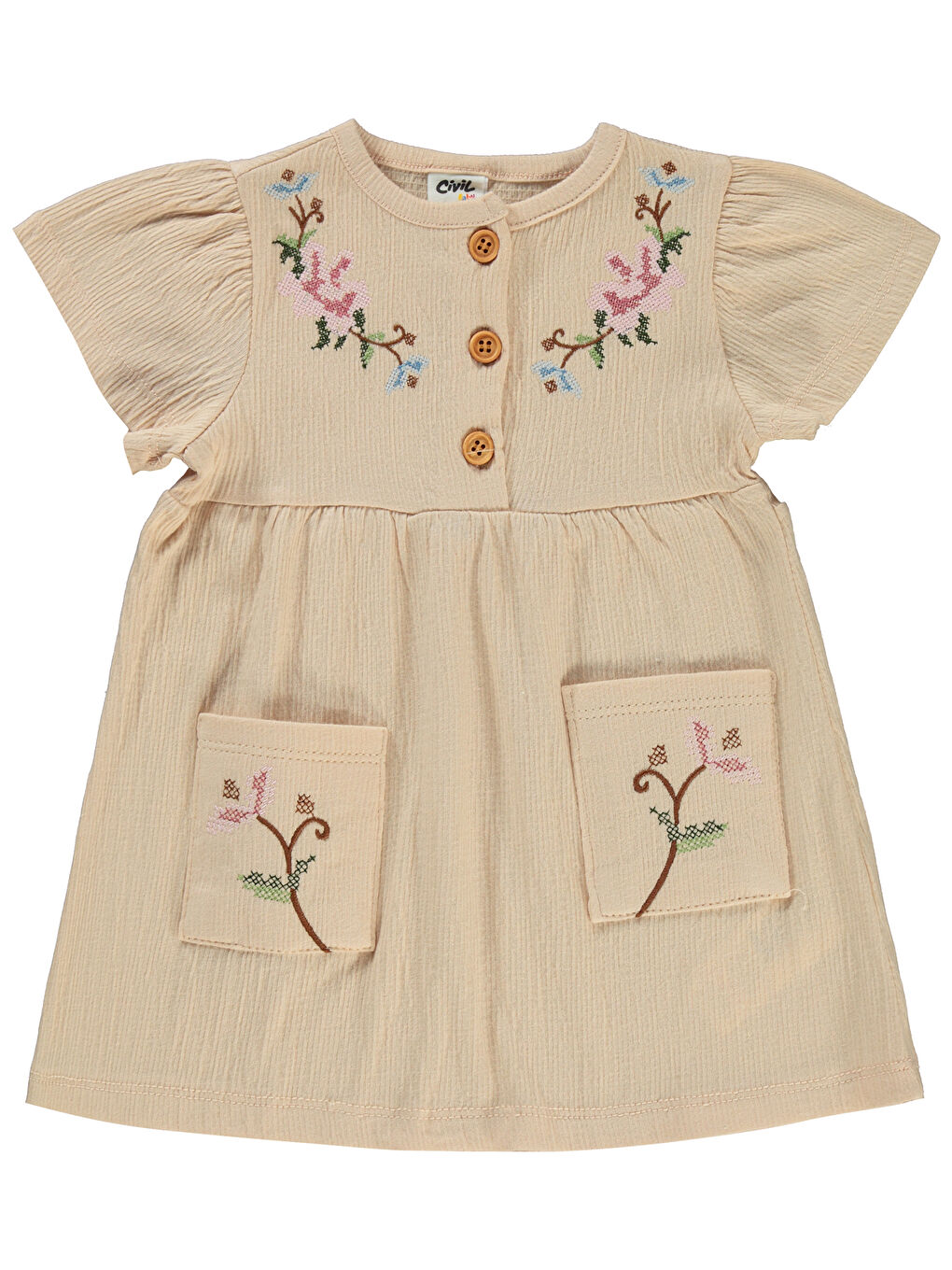 Baby Kız Bebek Elbise 6-18 Ay Bej