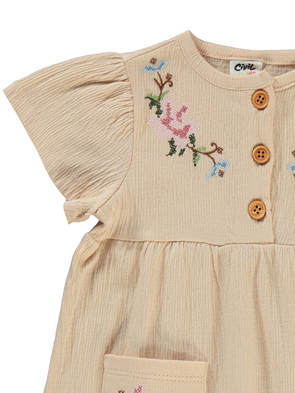 Baby Kız Bebek Elbise 6-18 Ay Bej-2