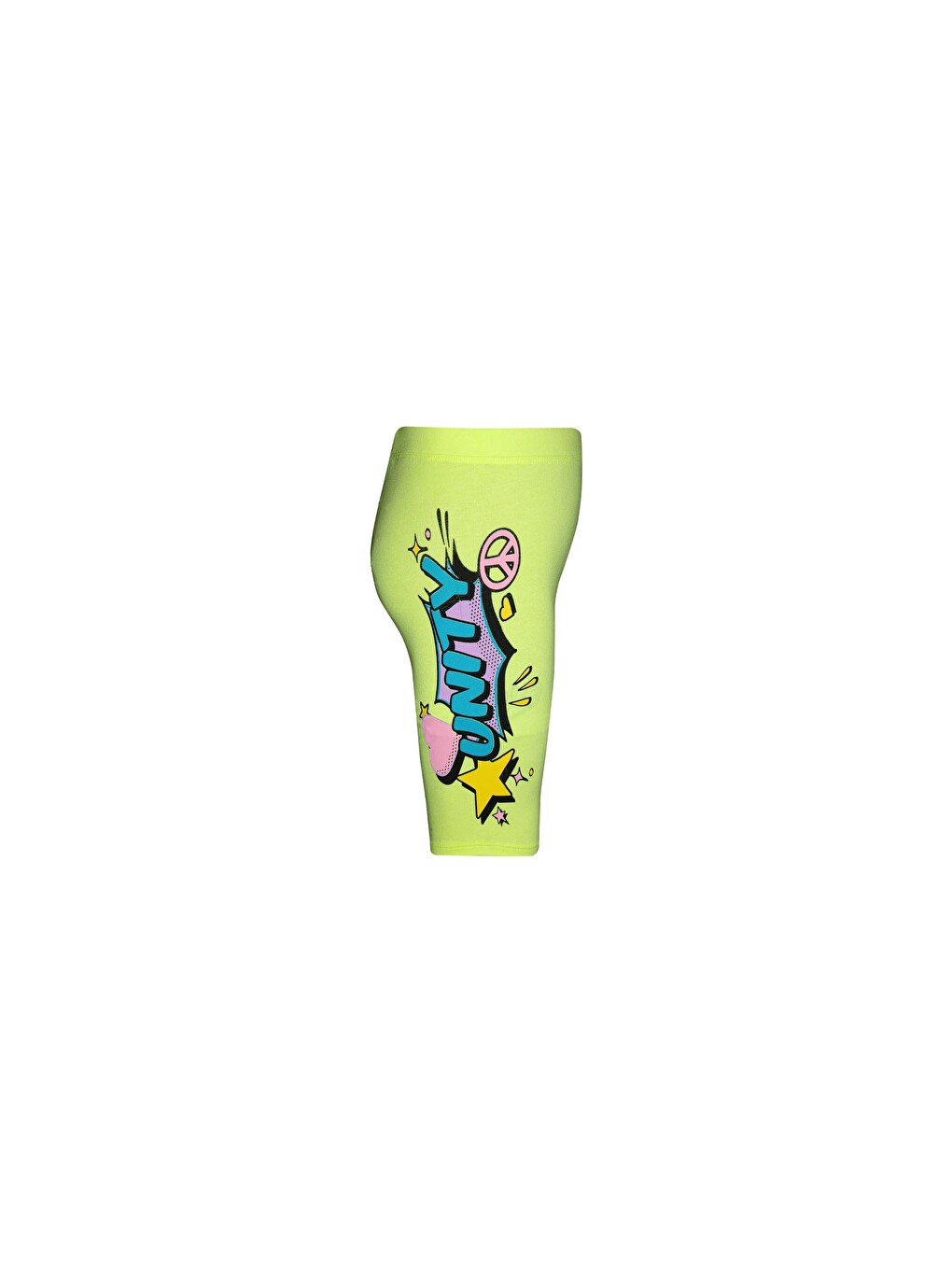 Siyah Neon Sarı Kız Çocuk Unıty Baskılı Bisiklet Şort