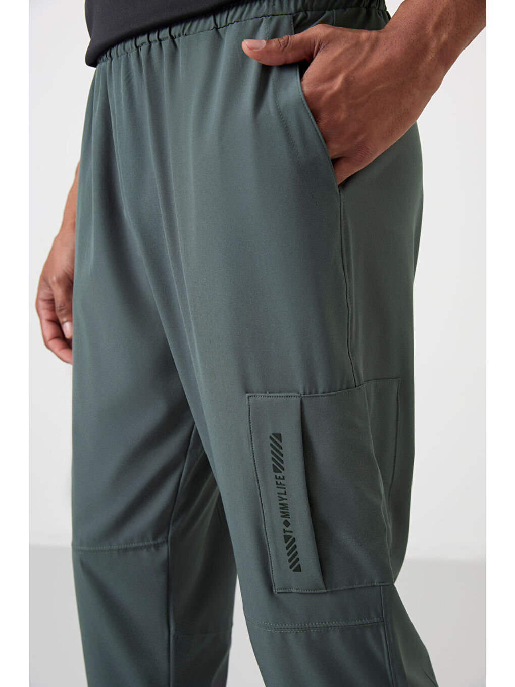 Haki Polyester İnce Yumuşak Comfort Fit Erkek Eşofman Alt - 82120-4