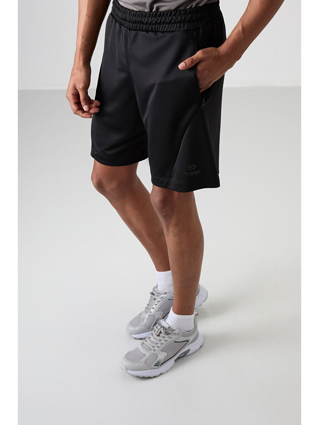 Siyah Polyester Kalın Yumuşak Comfort Fit Erkek Şort - 81273-2