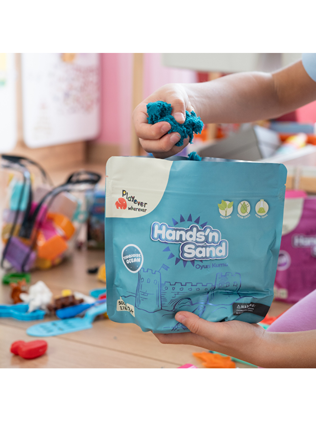 Hands'n Sand Doğal Kinetik Kum 500gr - Mavi-5