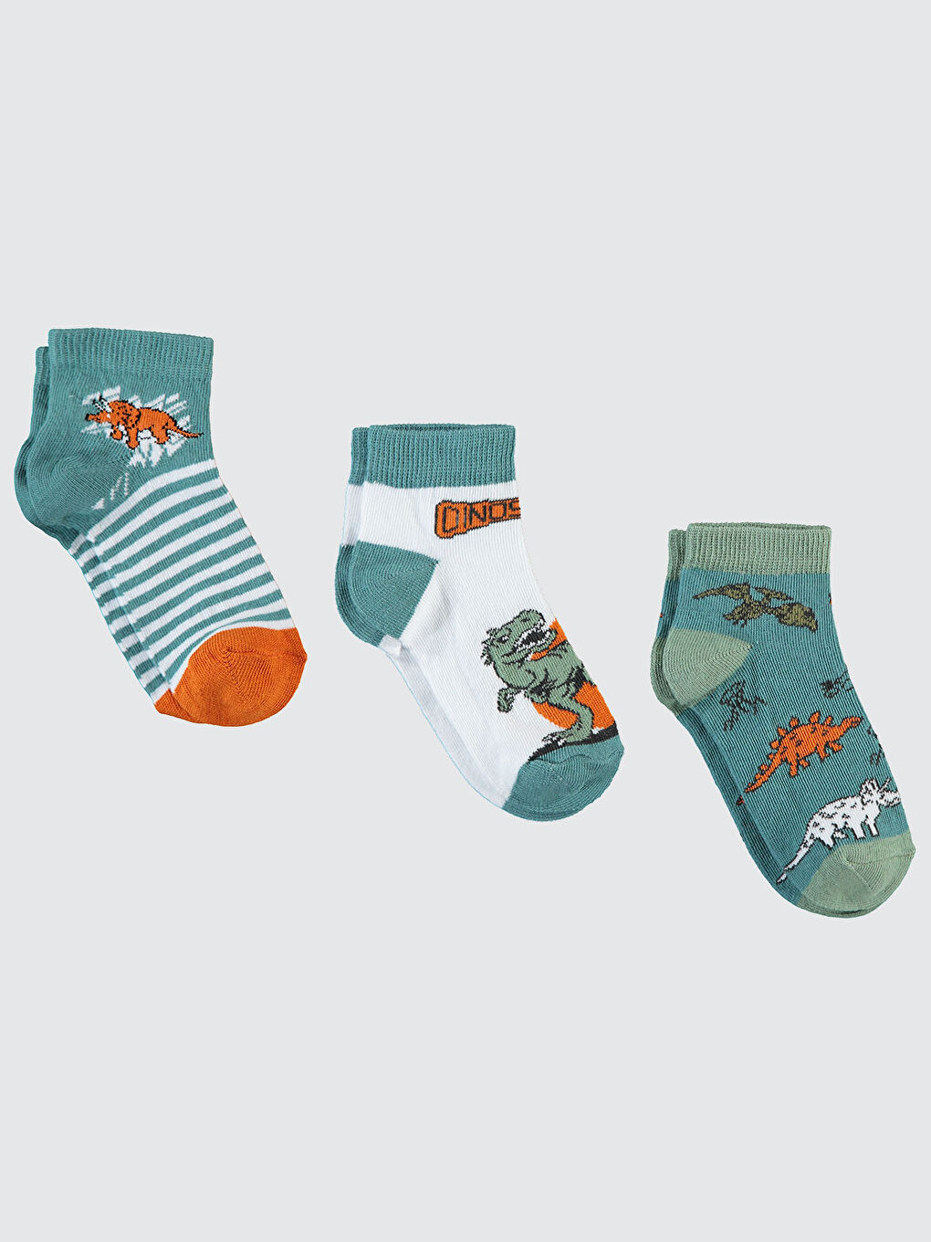 Erkek Çocuk 3'lü 2-12 Yaş Patik Çorap Mint Yeşili
